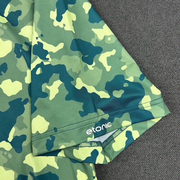Etonic Polo Shirt Mens 2XL Green Camo Camouflage Print Wicking Stretch SS Golf - Picture 3 of 9